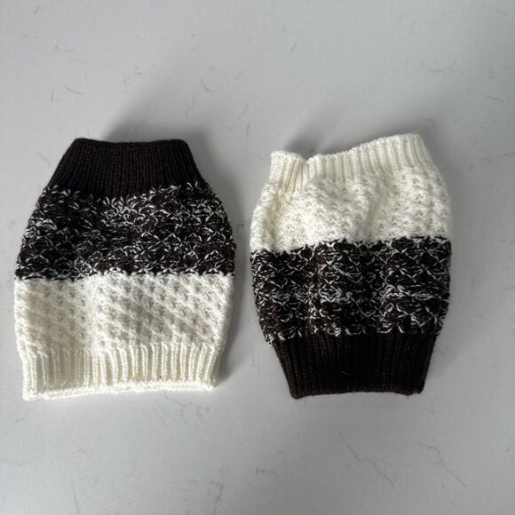 Knit Boot Toppers One Size Brown Beige Crochet - Picture 1 of 10